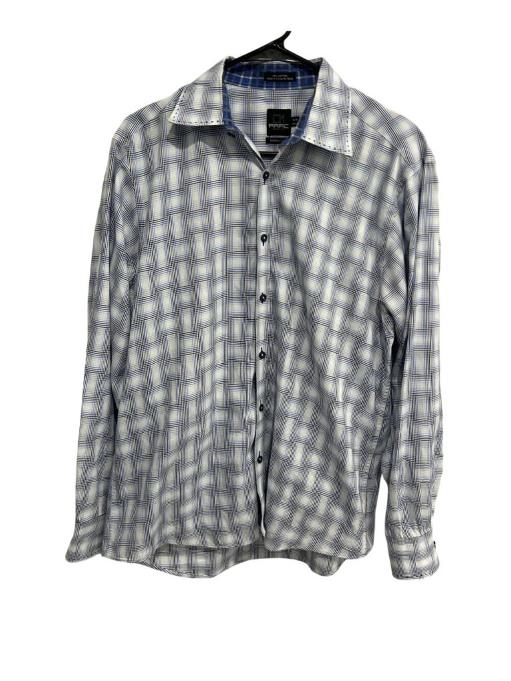Parc 81 Medium Mens Blue Plaid Long Sleeve Button Up Shirt Scholarcore